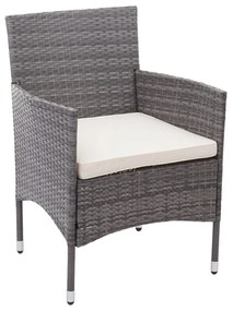 Záhradná súprava 2 kresiel, pohovky a stolíka HWC-F55 - sivá, krémové vankúše