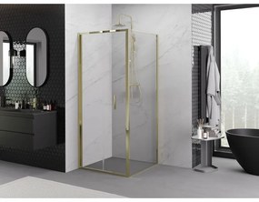 Mexen Exo, skladací sprchový kút 90 x 90 cm, číre sklo, zlatá, 816-090-090-50-00