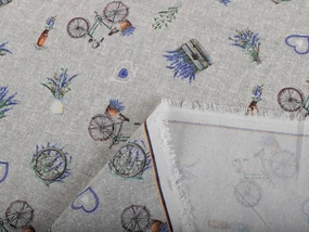 Biante Dekoračný záves PML-097 Levandule a bicykle na sivom režnom 145x250 cm