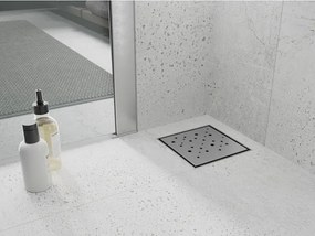 Mexen Flat-Q M12 štvorcová podlahová vpust 12 x 12 cm, brúsená oceľ - 1010412