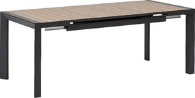 DEOKORK Hliníkový stôl VANCOUVER 142/202x90 cm (antracit/efekt dreva)
