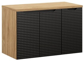 Závesná skrinka pod umývadlo Luxor Black s doskou 90 cm čierna/dub olejovaný