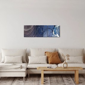 Obraz - Mramorovaný atrament (s hodinami) (90x30 cm)