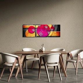 Abstraktný obraz s historickými symbolmi (s hodinami) (90x30 cm)