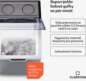 Klarstein Icefestival, výrobník ľadu, 12 kg/24 h, guľôčky, nehrdzavejúca oceľ