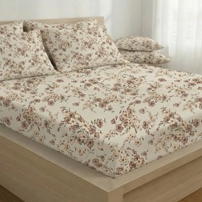Kvalitex Bavlnené napínacie prestieradlo Kvítíbéžové, 90 x 200 cm, 90 x 200 cm