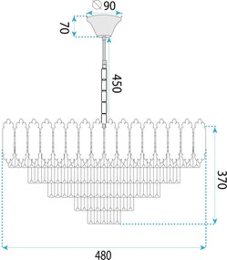 Toolight Toolight, krištáľové závesné svietidlo 50cm, 7xE14, G057-CP, zlatá, OSW-08991