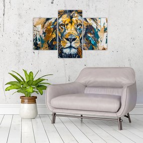Obraz - Abstraktná olejomaľba s levom (90x60 cm)