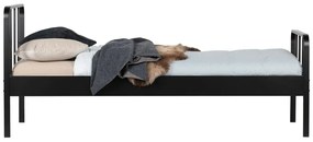 Čierna kovová jednolôžková posteľ s roštom 90x200 cm Mees – WOOOD