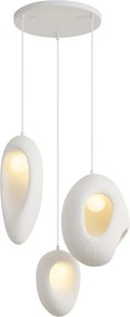 Japandi Závesná lampa biela s organickým tienidlom 3-svetelná - Moonstone