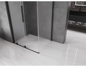 Mexen Velar, sprchový kút s posuvnými dverami 140 x 90 cm, 8mm sklo námraza, čierna matná, 871-140-090-31-70