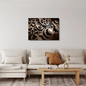 Sklenený obraz - Hodinové súčiastky (70x50 cm)