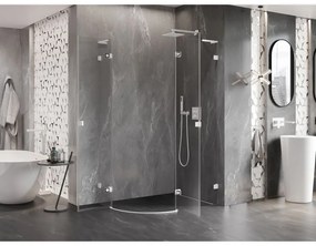 Mexen Lunar, L pravý polkruhový sprchový kút 90 x 70 cm, 8mm číre sklo, biely profil, 833L-090P-070L-20-00