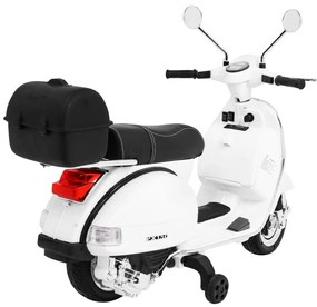 RAMIZ Elektrická motorka Vespa  biela - 2x12V/ 25W - 12V7Ah - 2023