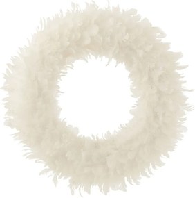 Biely pierkový veniec s trblietkami Wreath glitt - Ø 50*6 cm