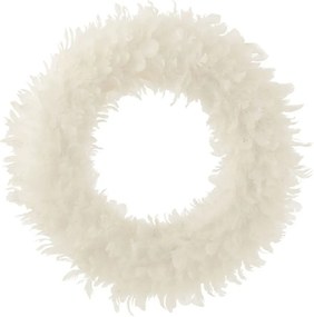 Biely pierkový veniec s trblietkami Wreath glitt - Ø 50*6 cm