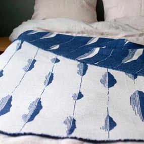 Vlnená deka Merellä 150x180, modro-biela