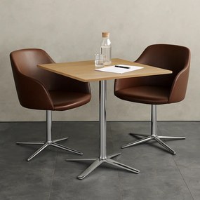 Konferenčný stolík AURA, 60x60 cm, chróm podnož, orech