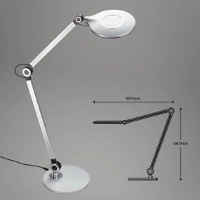 LED lampa na písací stôl Office, strieborná, CCT