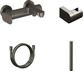 Vaňová batéria Ravak Eleganta so sprchovacím setom 150 mm grafit kartáčovaný X07S136