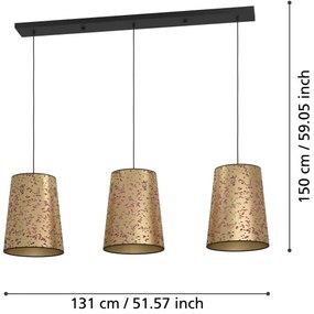 Eglo 390293 - Luster na lanku CASTUERA 3xE27/25W/230V zlatá/ružová