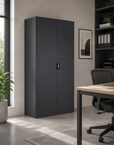 Kovová skriňa uzamykateľná na kľúč do kancelárie 185x115 cm Essen: antracitová