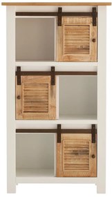 furniture-nabytek.cz - Masívna knižnica Capera z borovicového dreva a MDF, lakovaná, biela a hnedá