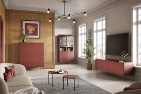 Kávový stolík Sonatia 60 cm okrúhly na kovových nohách - burgund