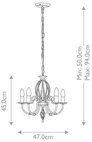 Elstead ART5-BLACK - Luster na reťazi ARTISAN 5xE14/60W/230V