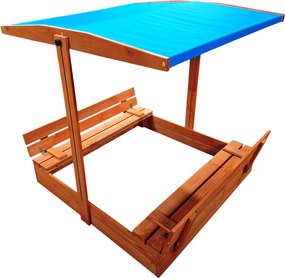 Producent niezdefiniowany Drevené pieskovisko so strechou a lavičkami, uzatvárateľné, 120 x 120 cm, SP0837