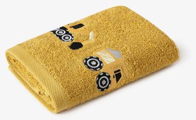 Goldea detský froté uterák - bager na horčicovej 30 x 50 cm