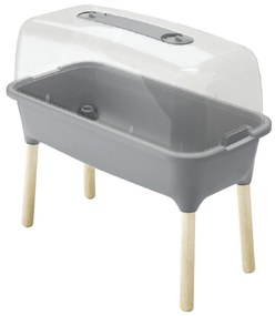 Plastové parenisko na drevených nožičkách ISEW780H 77 cm - sivý kameň