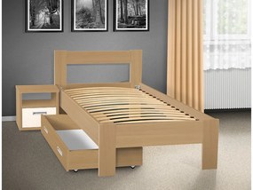 Nabytekmorava Drevená posteľ Sandra 200x140 cm farba lamina: orech 729, typ úložného priestoru: úložný priestor - šuplík, typ matraca: matraca 15 cm