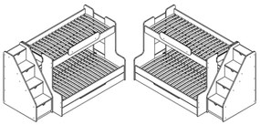 Detská poschodová posteľ s rozšíreným spodným lôžkom a šuplíkom SEGAN bielo-šedá - 200x90/120 cm