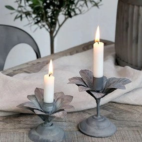 Zinkový antik kovový svietnik na úzku sviečku s kvetom Flower - Ø 12*9 cm