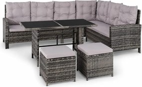 Veľký luxusný ratanový záhradný set Avenberg BARLETTA sivá/svetlosivá