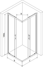 Mexen Rio štvorcový sprchovací kút 90 x 90 cm, transparentný, čierny + plochá vanička, čierna - 860-090-090-70-00-4070B