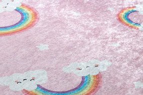 JUNIOR 52063.802 umývací koberec Dúha, mraky pre deti protišmykový - ružová Veľkosť: 160x220 cm