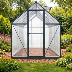 Skleník so základňou BestBerg SH‑6B / 6,6 m² / 364 × 182 × 208 cm / čierna