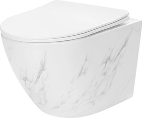 Rea Carlos Nature Marble, závesná WC misa Rimless 495x370x355 mm, imitácia kameňa, REA-C6606