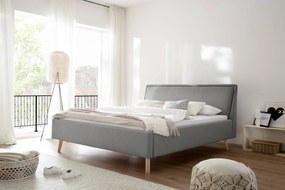Čalúnená posteľ deria s úložným priestorom 160 x 200 cm svetlosivá MUZZA
