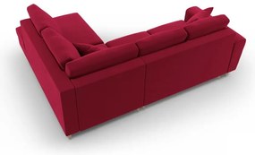 Červená zamatová rozkladacia/s úložným priestorom rohová pohovka (pravý roh/do L) Kyoto – Cosmopolitan Design