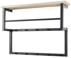 Čierny/v prírodnej farbe kovový nástenný vešiak s poličkou 71 cm Rizzoli – Spinder Design
