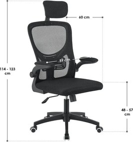 Ergonomická kancelárska stolička, čierna s opierkou hlavy