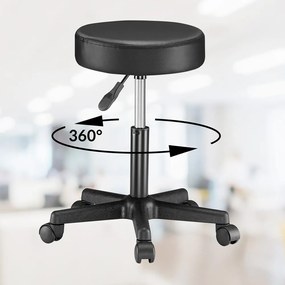 Casaria Taburetka na kolieskach BONY, Ø35cm, čierna