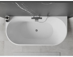 Mexen Oval, voľne stojaca nástenná vaňa 160 x 80 cm, biela-čierna, chrómový prepad, 52671608075-01