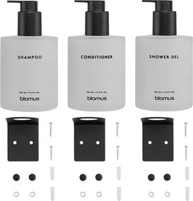 Biele nástenné sklenené dávkovače mydla v súprave 3 ks 350 ml Kirei – Blomus