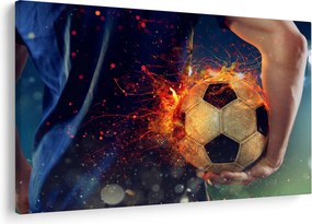 Obraz - Futbalová lopta v ohni (90x60 cm)