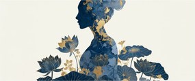 Obraz - Mramorový profil ženy (120x50 cm)