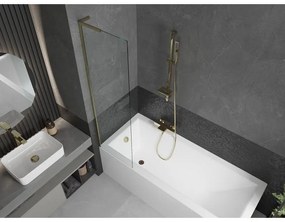 Mexen Next L, 1-krídlová vaňová zástena 50 x 150 cm, 6mm číre sklo, zlatý lesklý profil, 895-050-000-03-00-50